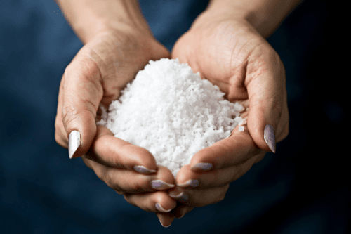 hands holding salt